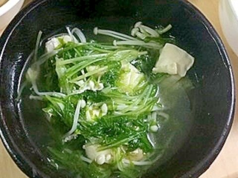 鶏ぶつ切りと水菜のスープ